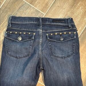 Rock & Republic Blue crop Jeans with Distressed Finish and Gold Stitching